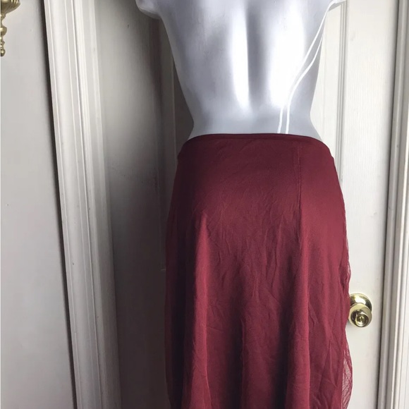 Zashi Sheer Overlay Lined Skirt -Ruby Floral Pattern Beaded Hem- Size M MEDIUM - Picture 8 of 13